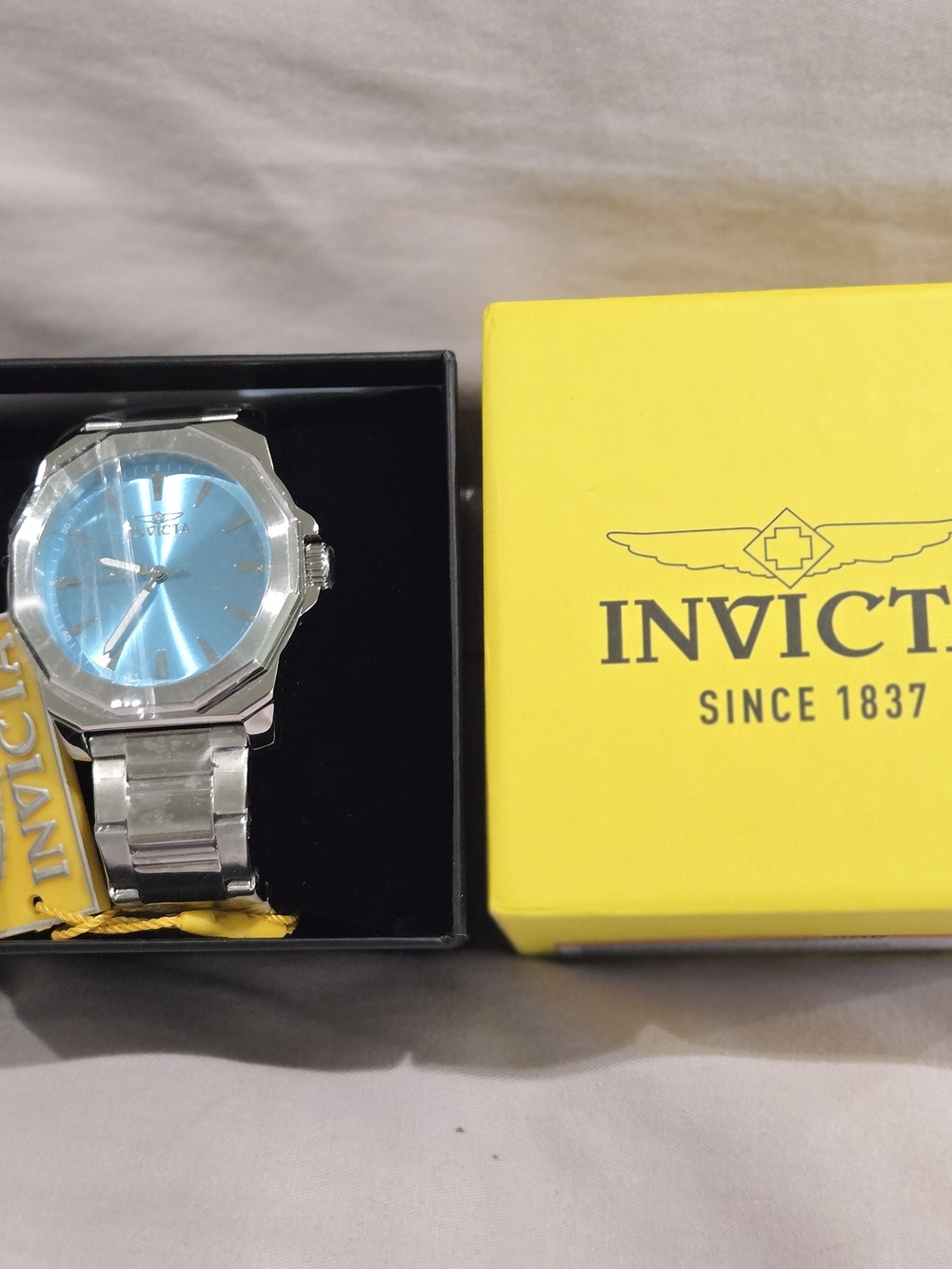 Invicta Men’s Silver Watch with Blue Dial